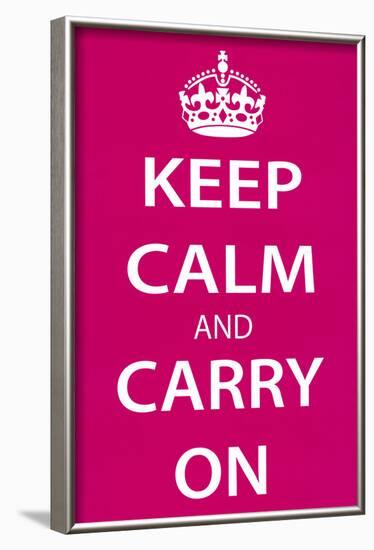 Keep Calm and Carry On (Motivational, Magenta) Art Poster Print-null-Framed Poster