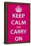 Keep Calm and Carry On (Motivational, Magenta) Art Poster Print-null-Framed Poster