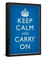 Keep Calm and Carry On (Motivational, Medium Blue) Art Poster Print-null-Framed Poster