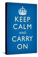 Keep Calm and Carry On (Motivational, Medium Blue) Art Poster Print-null-Stretched Canvas