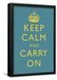 Keep Calm and Carry On Motivational Medium Blue Art Print Poster-null-Framed Poster