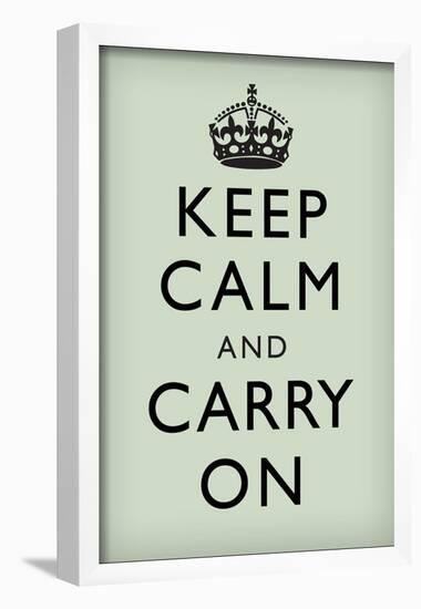 Keep Calm and Carry On (Motivational, Mint Green) Art Poster Print-null-Framed Poster