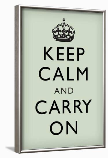 Keep Calm and Carry On (Motivational, Mint Green) Art Poster Print-null-Framed Poster