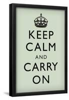 Keep Calm and Carry On (Motivational, Mint Green) Art Poster Print-null-Framed Poster