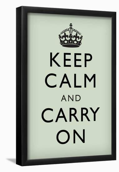 Keep Calm and Carry On (Motivational, Mint Green) Art Poster Print-null-Framed Poster