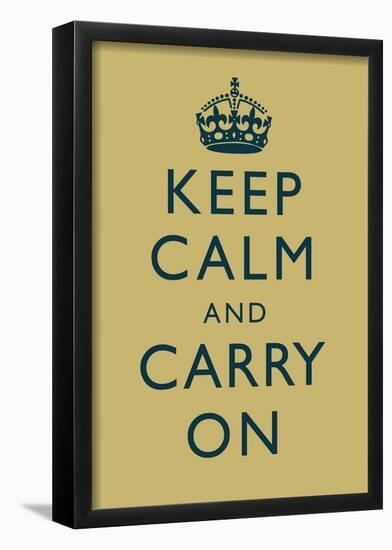 Keep Calm and Carry On Motivational Muted Yellow Art Print Poster-null-Framed Poster