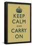 Keep Calm and Carry On Motivational Muted Yellow Art Print Poster-null-Framed Poster