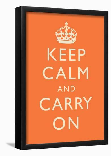 Keep Calm and Carry On Motivational Orange Art Print Poster-null-Framed Poster