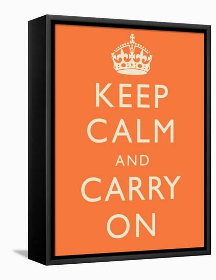 Keep Calm and Carry On Motivational Orange Art Print Poster-null-Framed Stretched Canvas