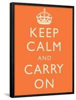 Keep Calm and Carry On Motivational Orange Art Print Poster-null-Framed Poster