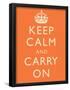 Keep Calm and Carry On Motivational Orange Art Print Poster-null-Framed Poster