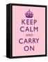 Keep Calm and Carry On Motivational Pale Pink Art Print Poster-null-Framed Stretched Canvas