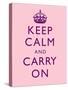 Keep Calm and Carry On Motivational Pale Pink Art Print Poster-null-Stretched Canvas