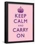 Keep Calm and Carry On Motivational Pale Pink Art Print Poster-null-Framed Poster