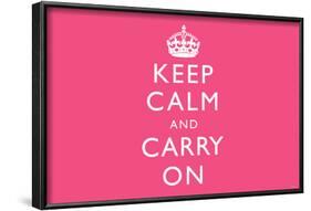 Keep Calm and Carry On (Motivational, Pink) Art Poster Print-null-Framed Poster