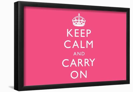 Keep Calm and Carry On (Motivational, Pink) Art Poster Print-null-Framed Poster