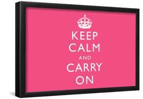 Keep Calm and Carry On (Motivational, Pink) Art Poster Print-null-Framed Poster