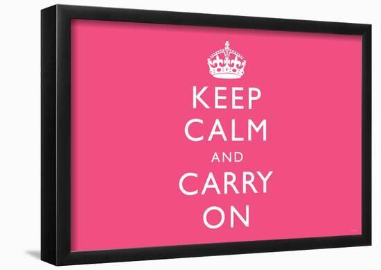 Keep Calm and Carry On (Motivational, Pink, Horizontal) Art Poster Print-null-Framed Poster