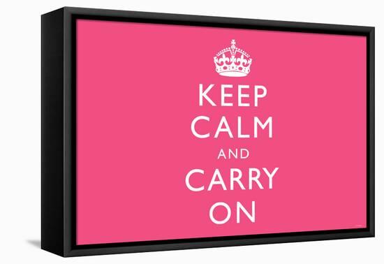 Keep Calm and Carry On (Motivational, Pink, Horizontal) Art Poster Print-null-Framed Stretched Canvas