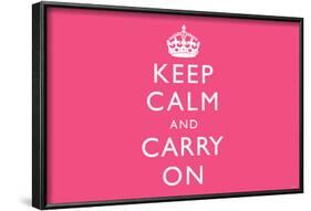 Keep Calm and Carry On (Motivational, Pink, Horizontal) Art Poster Print-null-Framed Poster