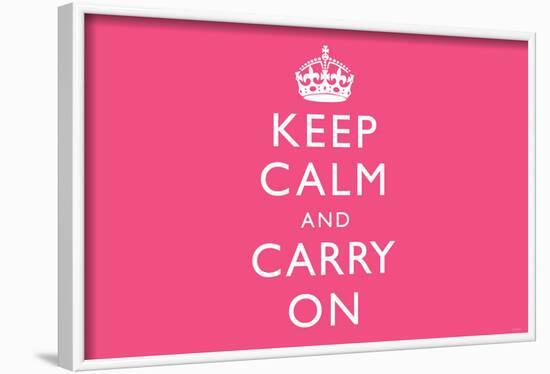 Keep Calm and Carry On (Motivational, Pink, Horizontal) Art Poster Print-null-Framed Poster