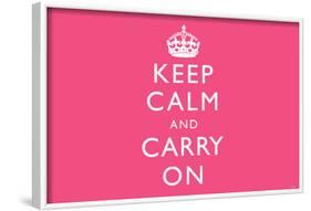 Keep Calm and Carry On (Motivational, Pink, Horizontal) Art Poster Print-null-Framed Poster