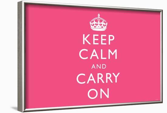 Keep Calm and Carry On (Motivational, Pink, Horizontal) Art Poster Print-null-Framed Poster