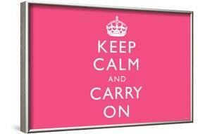 Keep Calm and Carry On (Motivational, Pink, Horizontal) Art Poster Print-null-Framed Poster