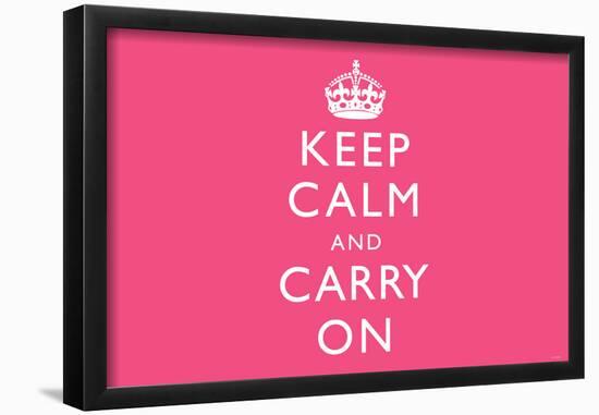 Keep Calm and Carry On (Motivational, Pink, Horizontal) Art Poster Print-null-Framed Poster