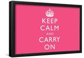 Keep Calm and Carry On (Motivational, Pink, Horizontal) Art Poster Print-null-Framed Poster