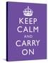 Keep Calm and Carry On (Motivational, Purple) Art Poster Print-null-Stretched Canvas