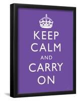 Keep Calm and Carry On (Motivational, Purple) Art Poster Print-null-Framed Poster