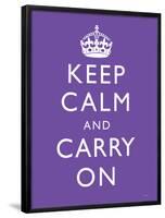 Keep Calm and Carry On (Motivational, Purple) Art Poster Print-null-Framed Poster