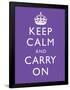 Keep Calm and Carry On (Motivational, Purple) Art Poster Print-null-Framed Poster