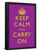 Keep Calm and Carry On Motivational Purple Art Print Poster-null-Framed Poster