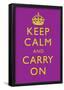 Keep Calm and Carry On Motivational Purple Art Print Poster-null-Framed Poster