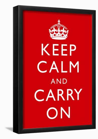 Keep Calm and Carry On (Motivational, Red) Art Poster Print-null-Framed Poster