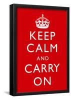 Keep Calm and Carry On (Motivational, Red) Art Poster Print-null-Framed Poster