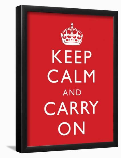 Keep Calm and Carry On (Motivational, Red) Art Poster Print-null-Framed Poster