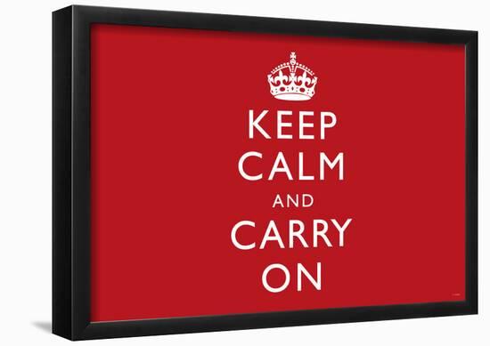 Keep Calm and Carry On (Motivational, Red, Horizontal) Art Poster Print-null-Framed Poster