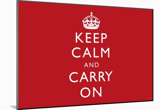 Keep Calm and Carry On (Motivational, Red, Horizontal) Art Poster Print-null-Mounted Poster