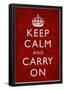 Keep Calm and Carry On (Motivational, Red, Textured) Art Poster Print-null-Framed Poster