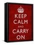 Keep Calm and Carry on (Motivational, Red, Textured) Art Poster Print-null-Framed Stretched Canvas