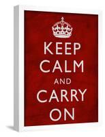 Keep Calm and Carry on (Motivational, Red, Textured) Art Poster Print-null-Framed Poster