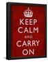 Keep Calm and Carry on (Motivational, Red, Textured) Art Poster Print-null-Framed Poster