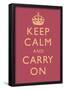 Keep Calm and Carry On Motivational Rose Pink Art Print Poster-null-Framed Poster