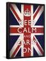 Keep Calm and Carry On (Motivational, Union Jack Flag) Art Poster Print-null-Framed Poster