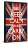 Keep Calm and Carry On (Motivational, Union Jack Flag)-null-Framed Poster