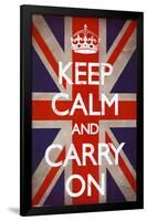 Keep Calm and Carry On (Motivational, Union Jack Flag)-null-Framed Poster