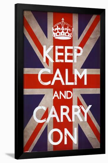 Keep Calm and Carry On (Motivational, Union Jack Flag)-null-Framed Poster